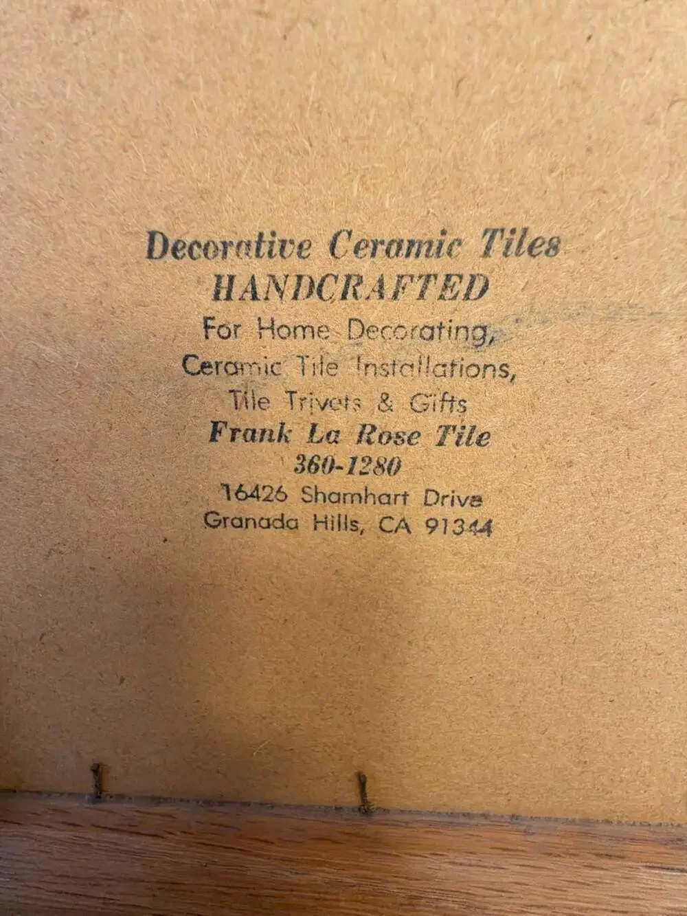 Vintage Frank La Rose Handcrafted Decorative Ceramic Kitchen Tile Wall Art